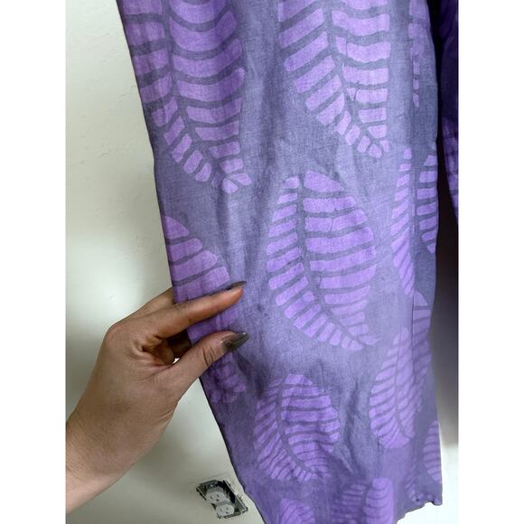 SIKA Tagoe leaf print light purple flutter sleeve long jumpsuit romper handmade - Picture 9 of 11